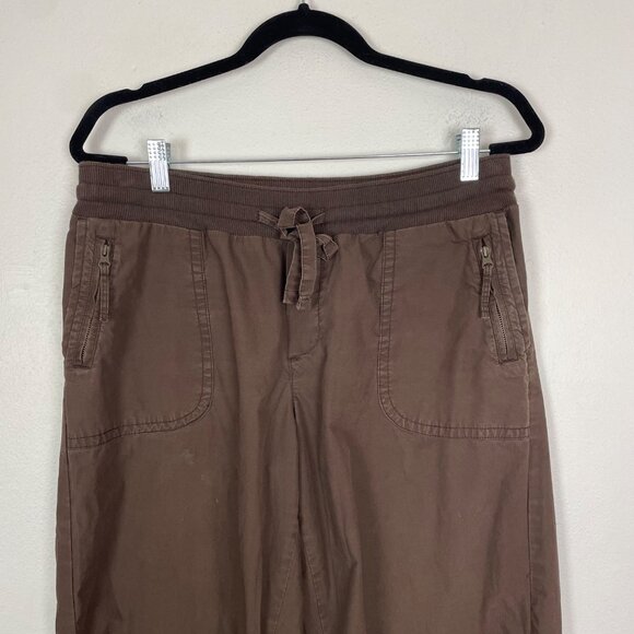 VTG Y2K Gap Women's 8 Brown Cotton Cargo Capri Pants Gathered Ankle - Picture 2 of 11